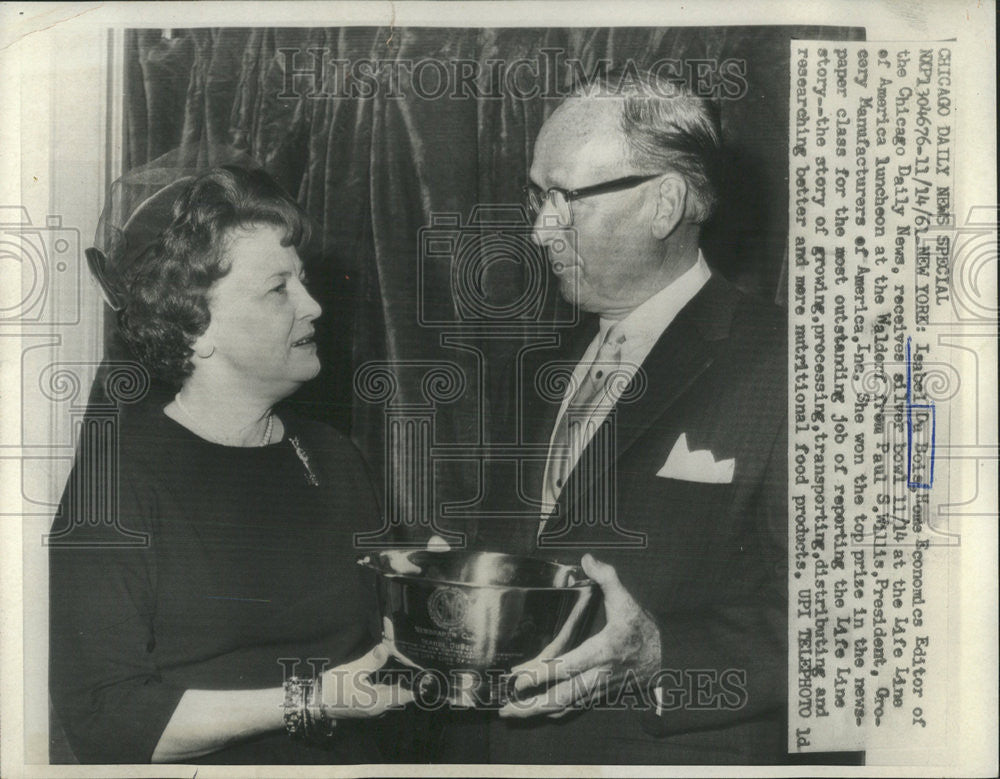 1961 Press Photo Isabel Du Bois Chicago America Waldorf Paul Willis Daily News - Historic Images