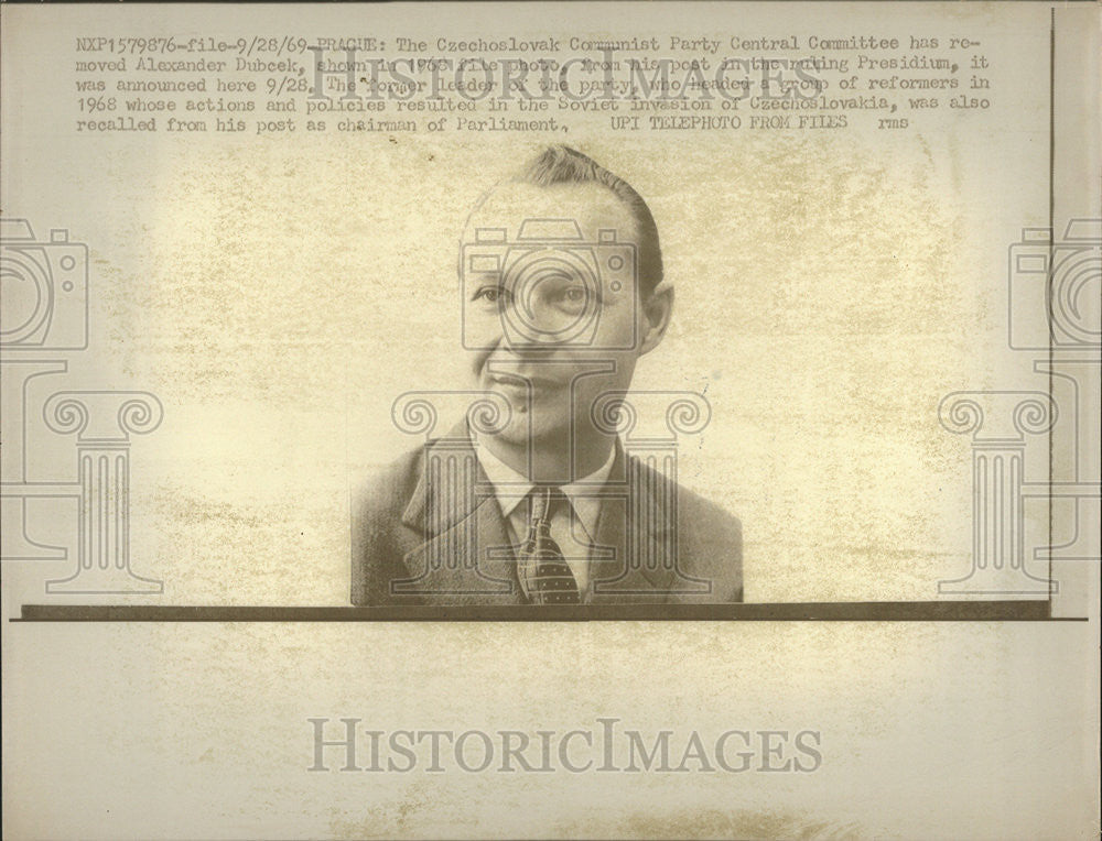 1969 Press Photo Czechoslovak Alexander Dubcek Communist Party - Historic Images