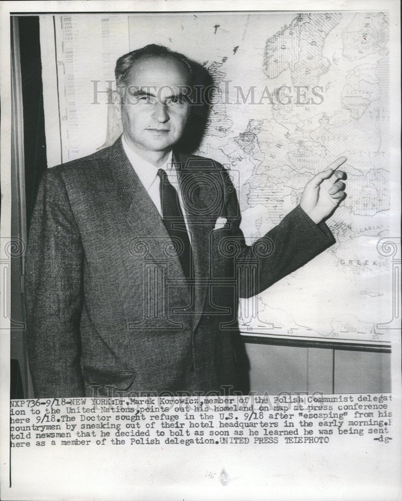 1953 Press Photo Doctor Marek Korowicx Polish Communist Delegation United - Historic Images