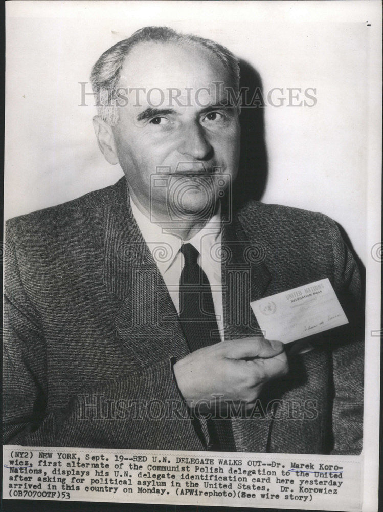 1953 Press Photo Dr. Marek Korowick  Polish Communist - Historic Images