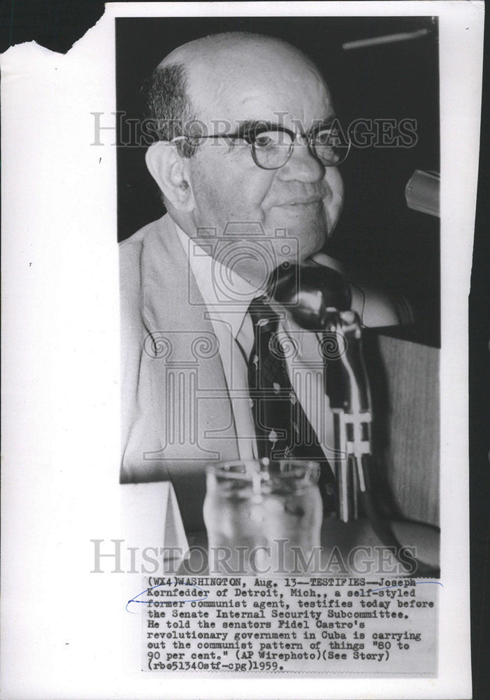 1959 Press Photo Joseph Kornfedder Detroit Michigan communist agent Security - Historic Images