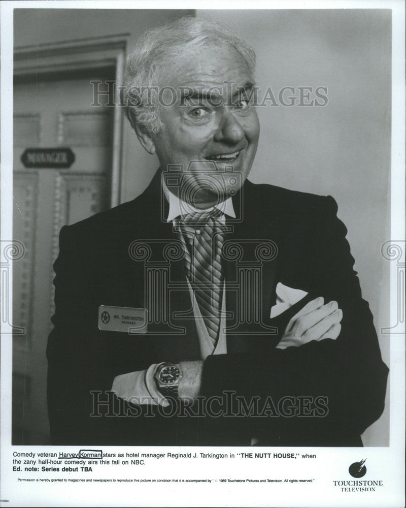 Press Photo Comedy Veteran Harvey Korman hotel manager Reginald Tarkington Nutt - Historic Images