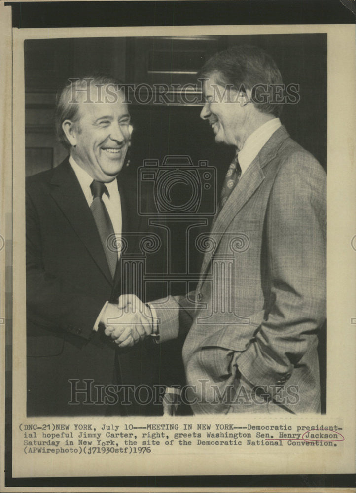 1976 Press Photo Democratic Presidential Jimmy Carter Washington Senator Henry - Historic Images