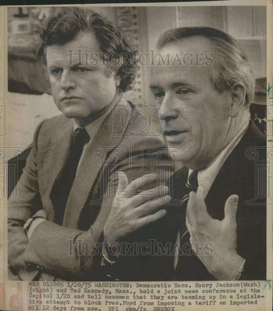 1975 Press Photo Democratioc Senators Henry Jackson Ted Kennedy - Historic Images