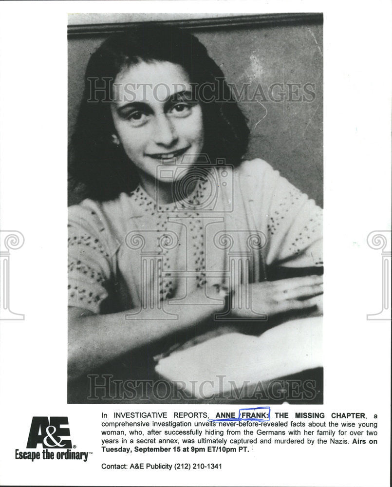 Press Photo Anne Frank Author Jewish Victim Holocaust - Historic Images