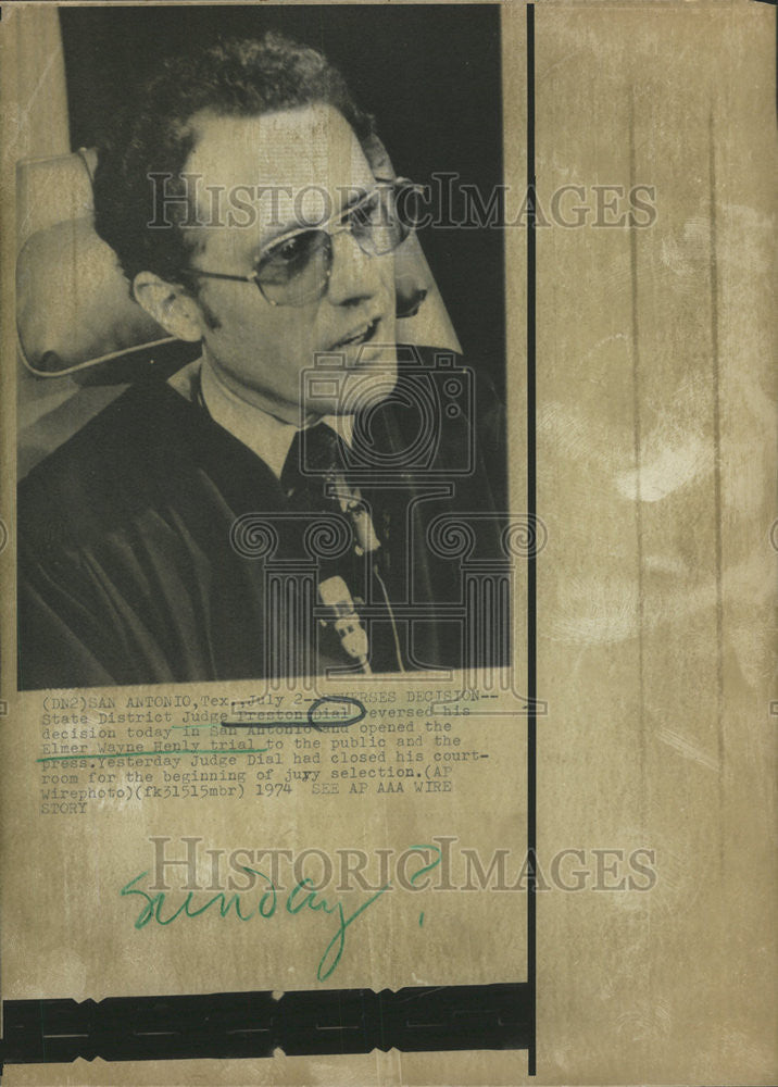 1974 Press Photo State District Judge President Dial - Historic Images