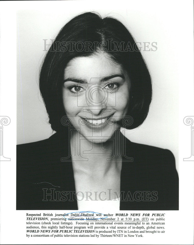 Press Photo Daljit Dhaliwal British Journalist Anchor World News Public - Historic Images