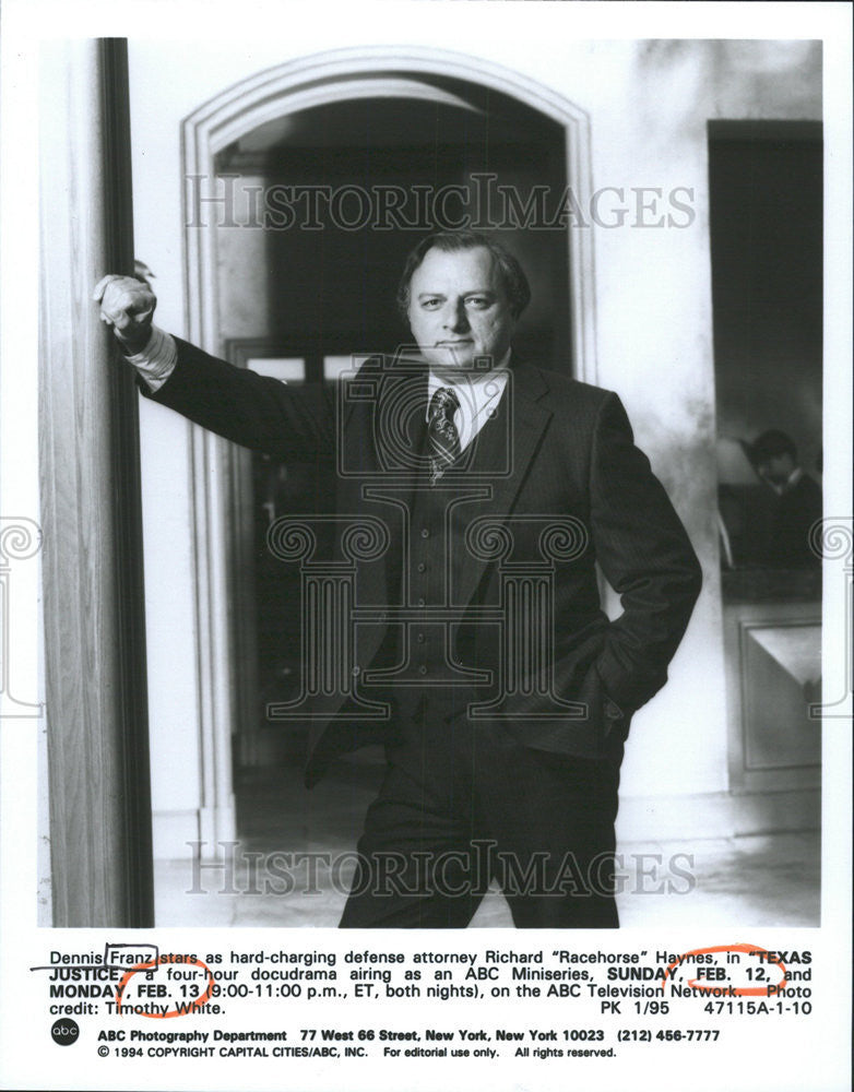 Press Photo ABC Miniseries Dennis Franz star Richard Racehorse Haynes Texas - Historic Images