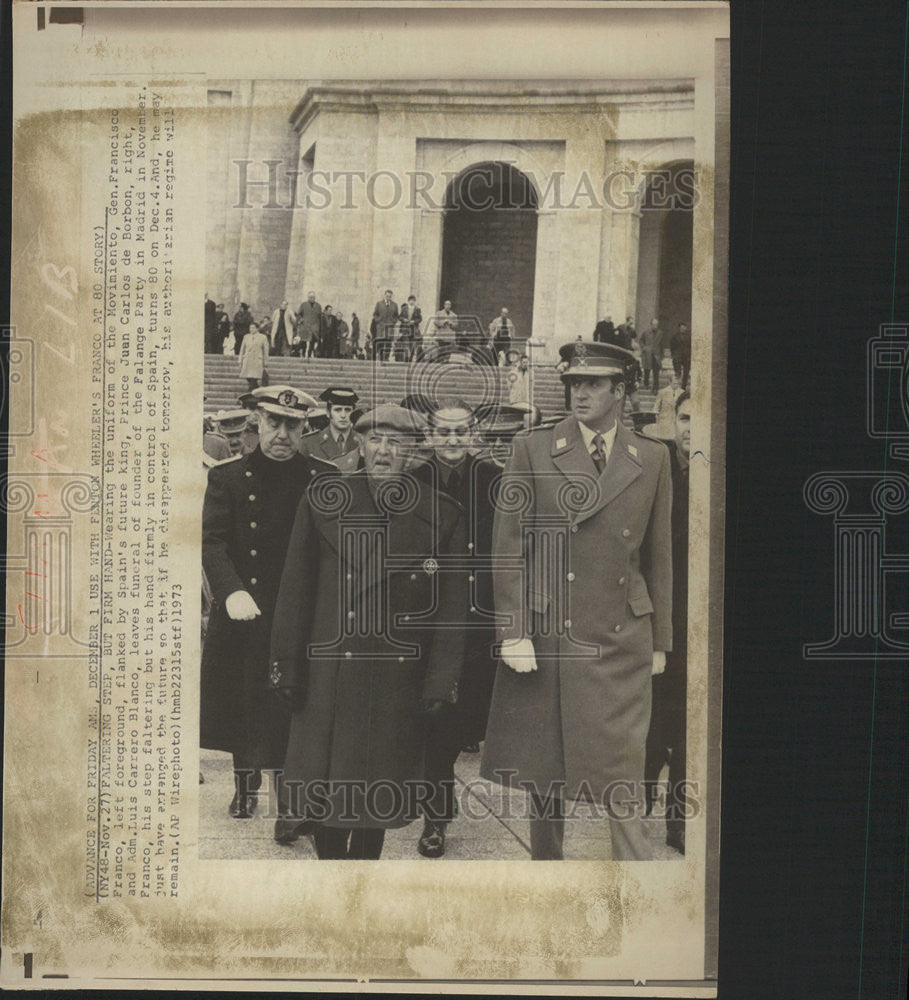 1973 Press Photo Luis Carree Blanca Francisco Franco Juan Carols de Bourbon - Historic Images