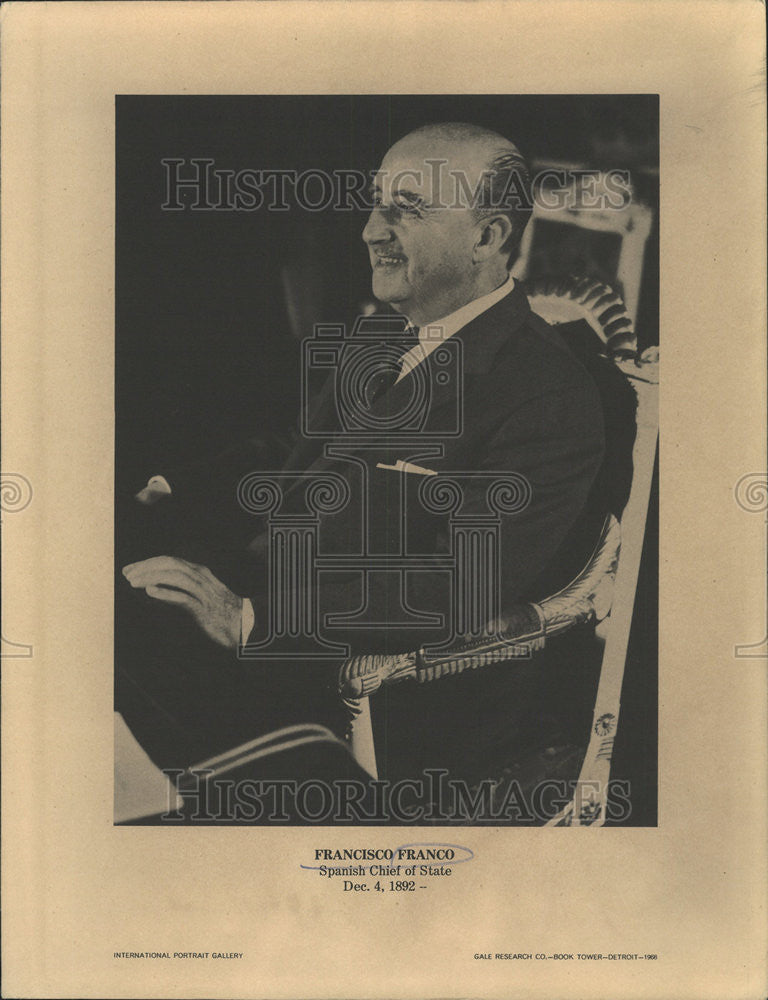 1968 Press Photo Francisco Franco Spanish Chief Of State - Historic Images