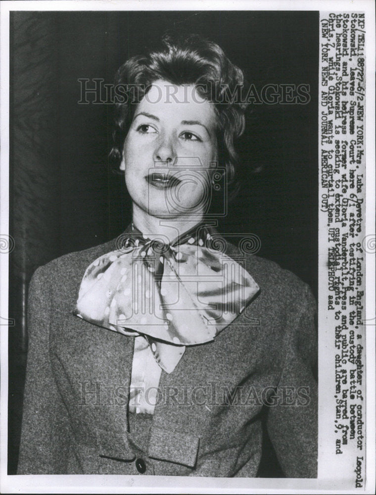 1959 Press Photo Mrs. Luba Devetre Music Conductor Leopold Stokowski Daughter - Historic Images