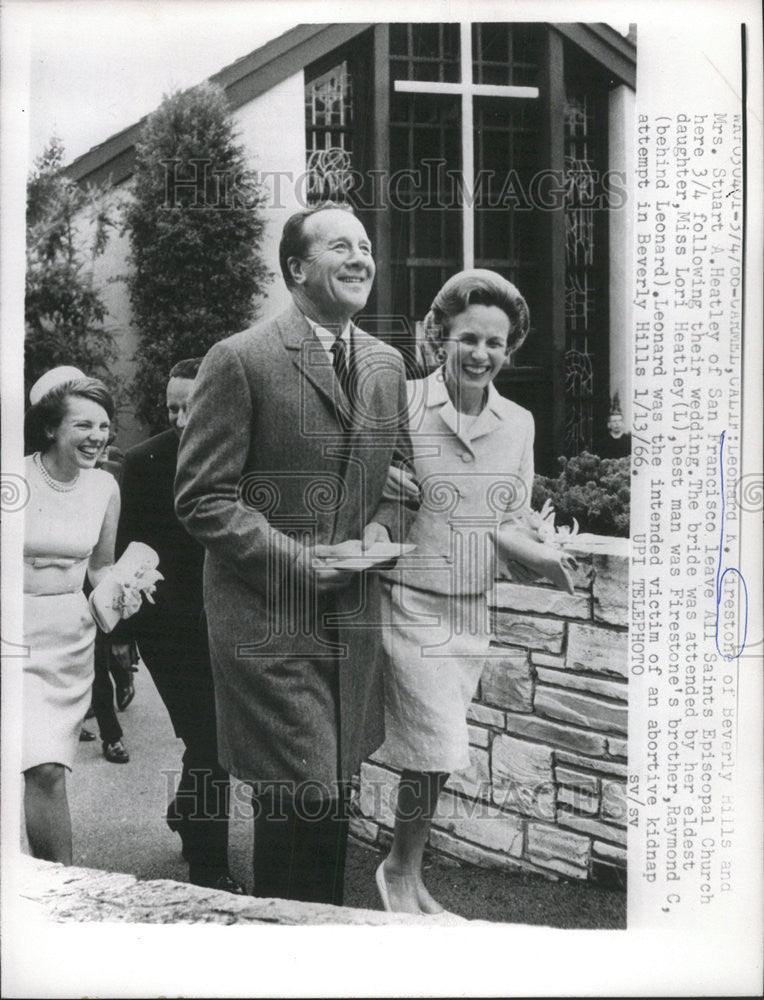 1966 Press Photo Leonard Firestone Beverly Hill Mrs Stuart Heatley San Francisco - Historic Images