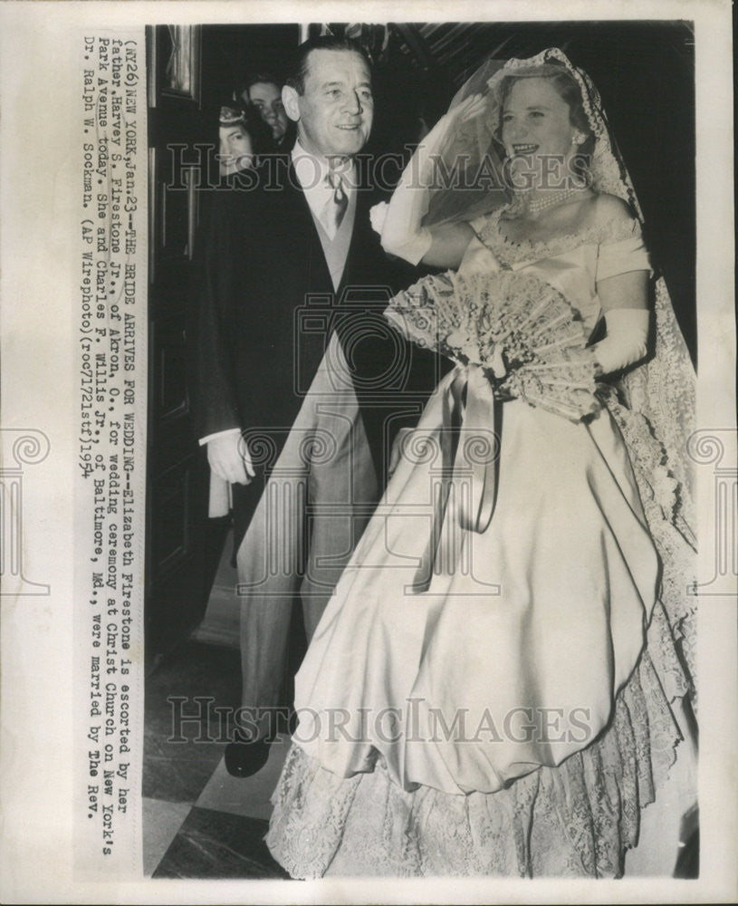 1954 Press Photo Elizabeth Firestone Harvey Junior Wedding Tire Rubber Company - Historic Images