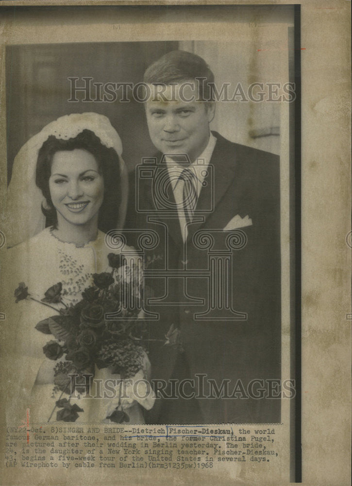 1968 Press Photo Dietrich Fischer-Dieskau German Baritone Christina Pugel Berlin - Historic Images