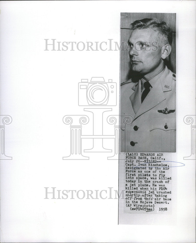 1958 Press Photo Captain Ivan Kincheloe Air Force Pilot - Historic Images