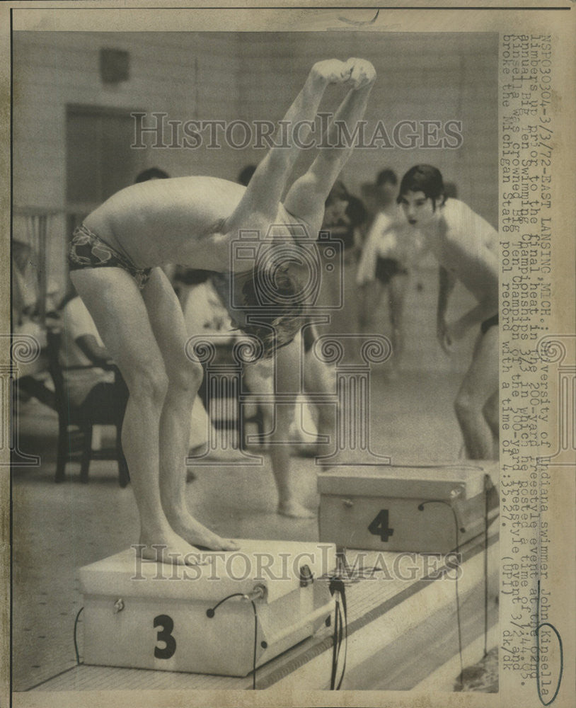 1972 Press Photo swimmer John Kinsella in Big Ten Championship - Historic Images