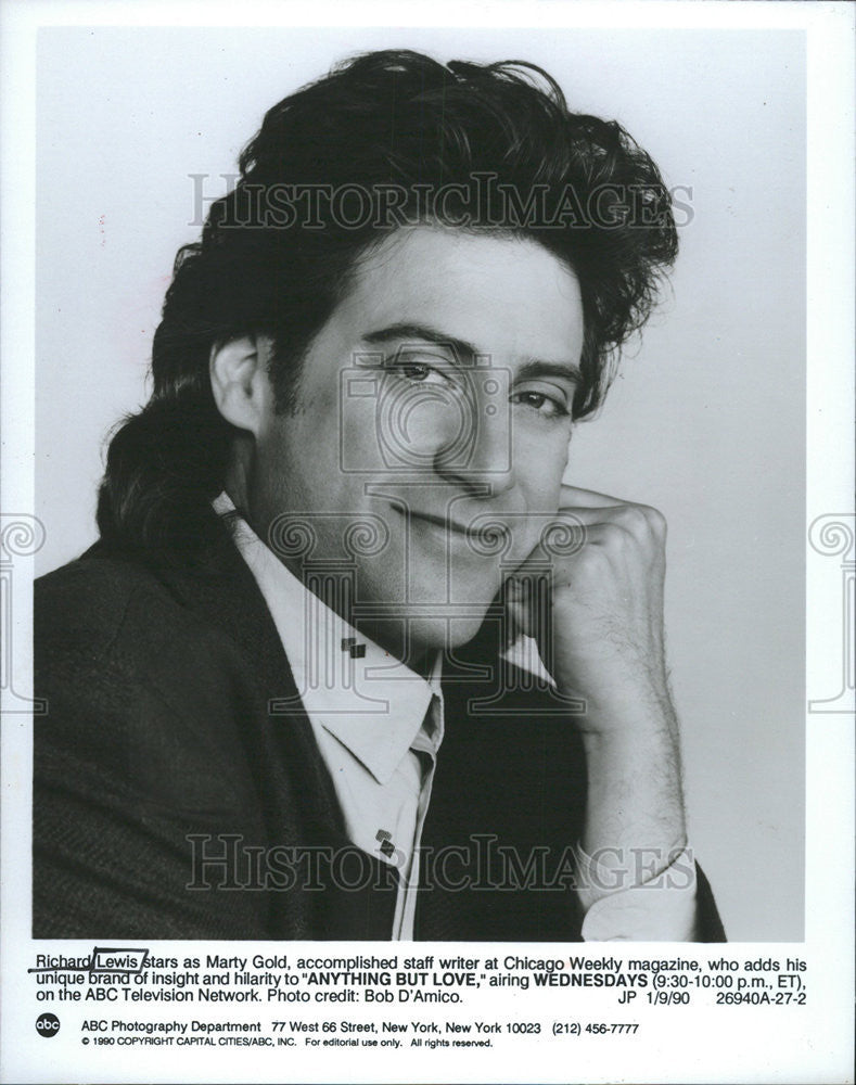 1990 Press Photo Actor Richard Lewis as Marty Gold in Anything But Love - Historic Images