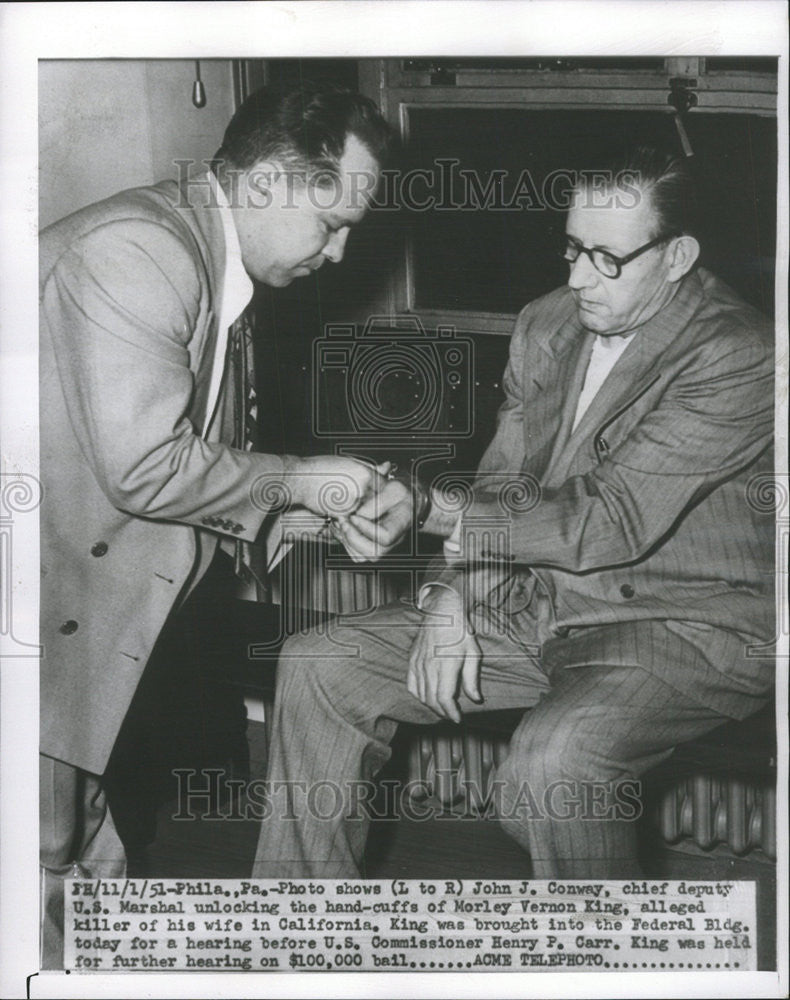 1951 Press Photo John J Conway Chief Deputy U S Marshall - Historic Images