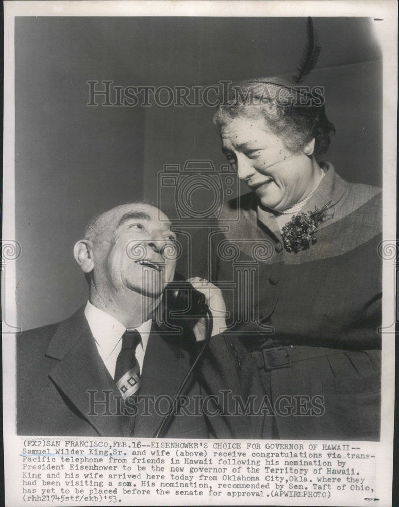 1953 Press Photo Samuel Wilder King Sr Hawaii - Historic Images