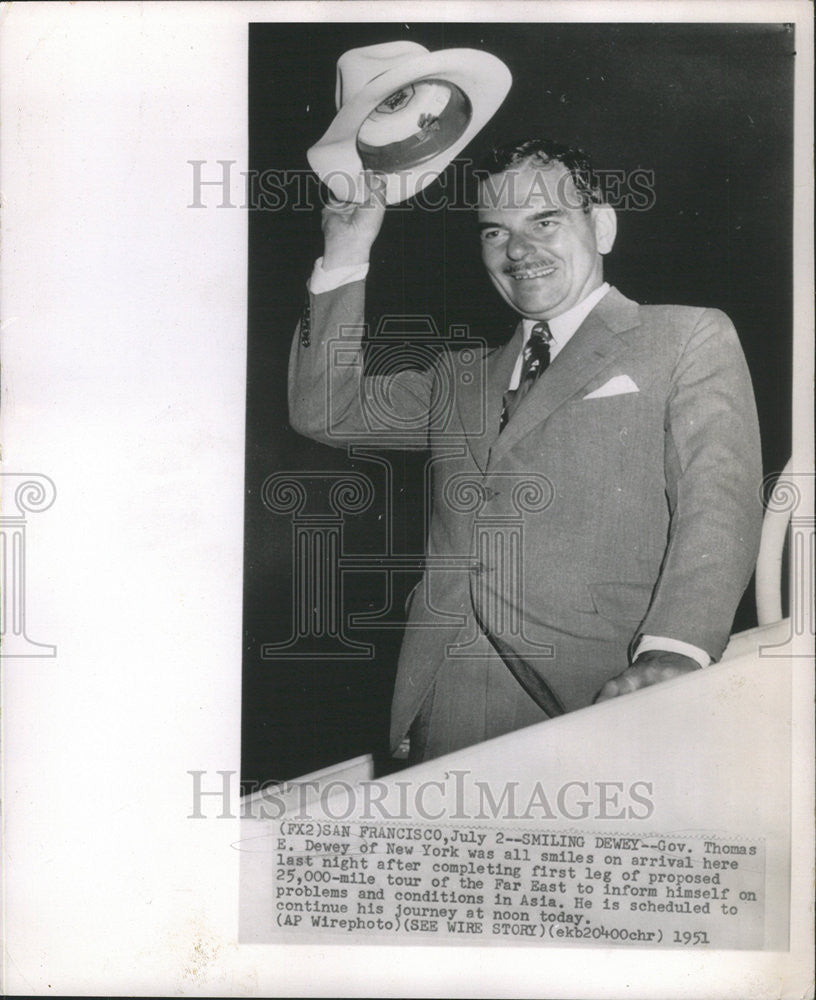 1951 Press Photo Thomas Edmund Dewey Governor New York Far East Trip - Historic Images