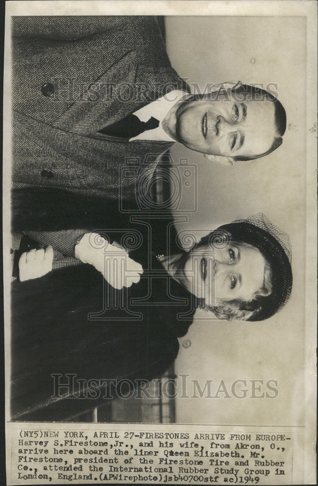 1949 Press Photo Harvey S Firestone, Jr Businessman - Historic Images