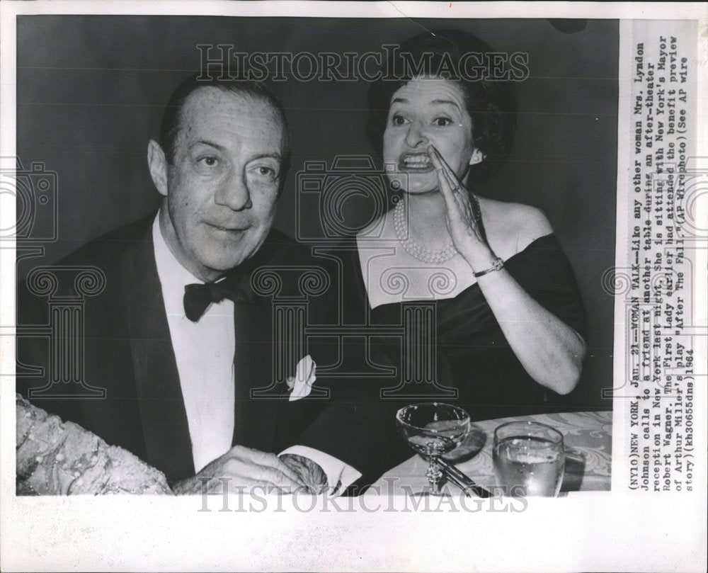 1964 Press Photo Mrs. Lyndon Johnson &amp; Mayor Robert Wagner - Historic Images