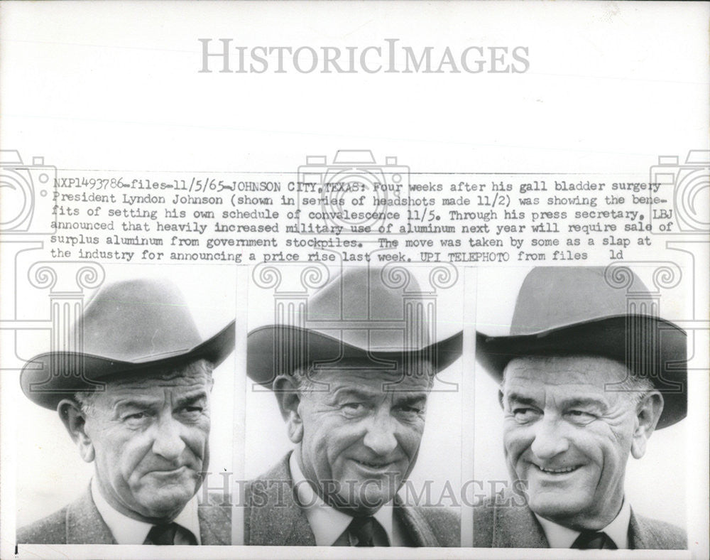 1965 Press Photo Gall Bladder surgery President Lyndon Johnson Aluminum Texas - Historic Images