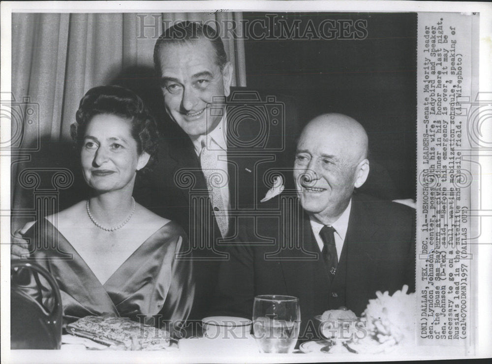 1957 Press Photo Senate Majority leader Sen Lyndon Johnson wife Lady Bird civic - Historic Images