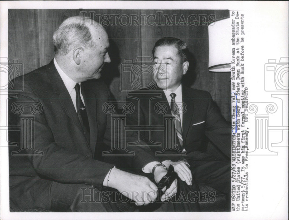 1963 Press Photo Kim Chung Yul South Korean ambassador United States State Dean - Historic Images