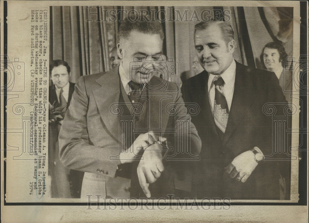 1974 Press Photo Coleman A Young Detroit Mayor - Historic Images