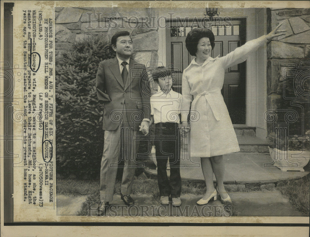 1973 Press Photo Dan Inouye Senator Family - Historic Images