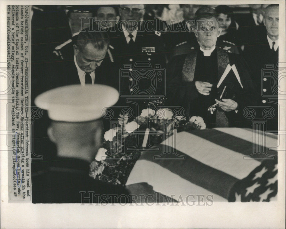 1974 Press Photo President Lyndon Johnson Herbert Hoover Funeral Service - Historic Images