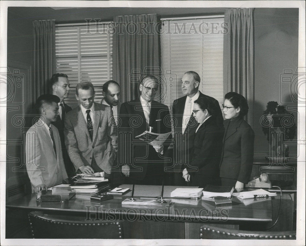 1957 Press Photo Newspaper Management Arthur Hall Jamie Encisco Dyliacco Allen - Historic Images