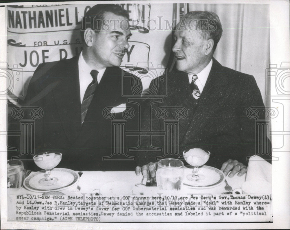 1950 Press Photo Lt Gov Joe Hanley Thomas Dewey New York Governor - Historic Images