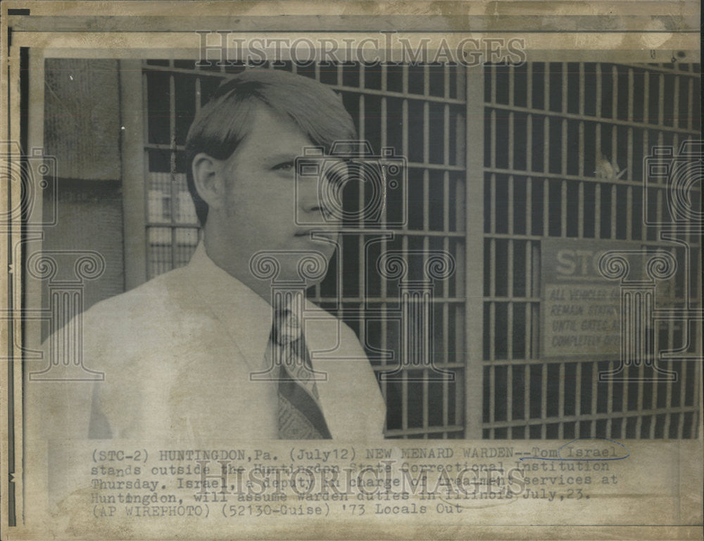 1973 Press Photo Tom Israel Huntingdon State Correctional Institution Warden - Historic Images
