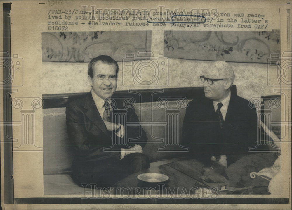 1923 Press Photo US President Richard Nixon Polish President Prof. Henry K - Historic Images