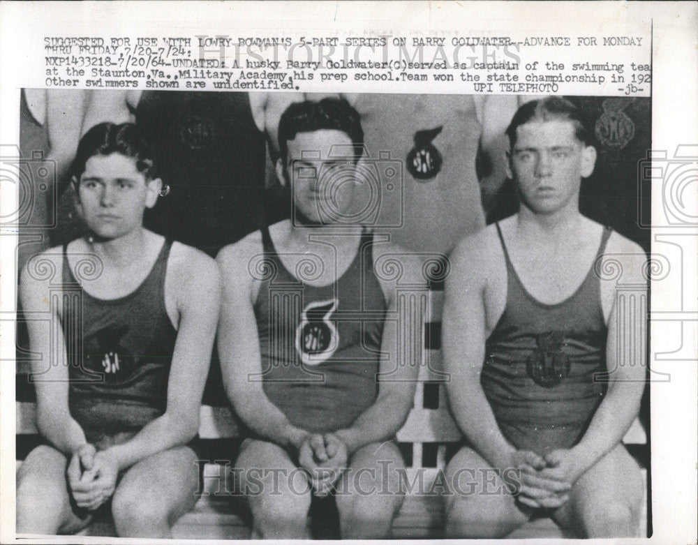 1964 Press Photo Barry Goldwater Youth Swimming Team - Historic Images