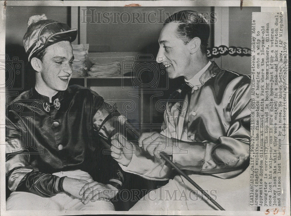 1949 Press Photo Veteran Jockey Kentucky Derby Winner Eddie Arcaro - Historic Images