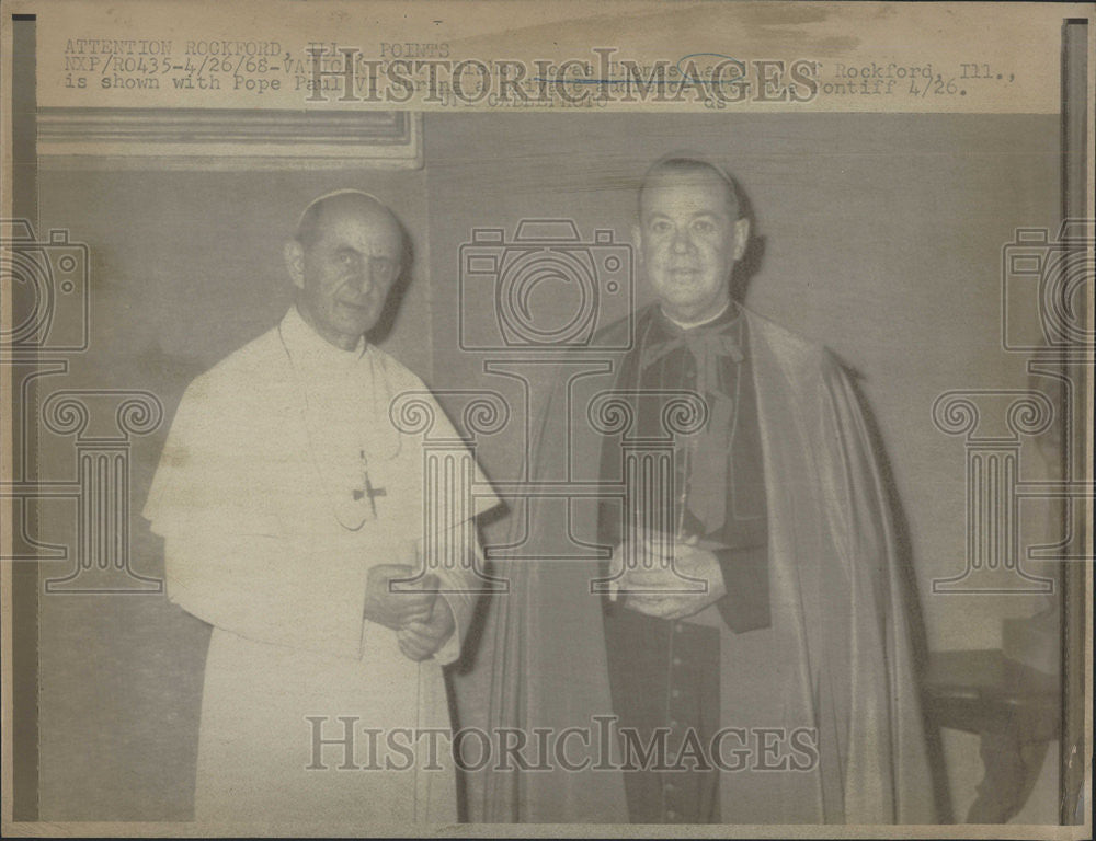 1968 Press Photo Loras Thomas Lane Bishop Rockford Private audience with Pontiff - Historic Images