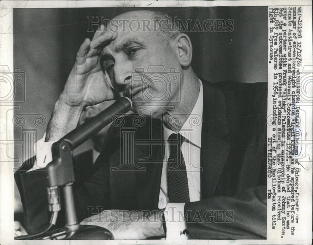 1960 Press Photo Bernard Glickman of Chicago Manager Welterweight Champ - Historic Images