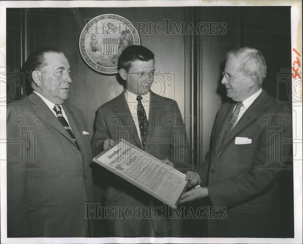 1958 Press Photo Murray Campbell Mayer Daley John Lane Public Service - Historic Images