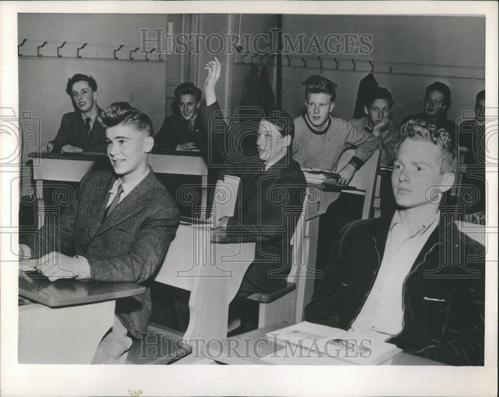 1953 Press Photo Prince Harald Norway Student Oslo Cathedral School - Historic Images