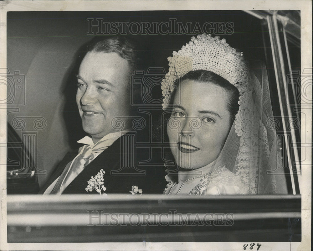 1947 Press Photo Harris Haywood lovely Jeannette Hurley beautiful wedding bride - Historic Images