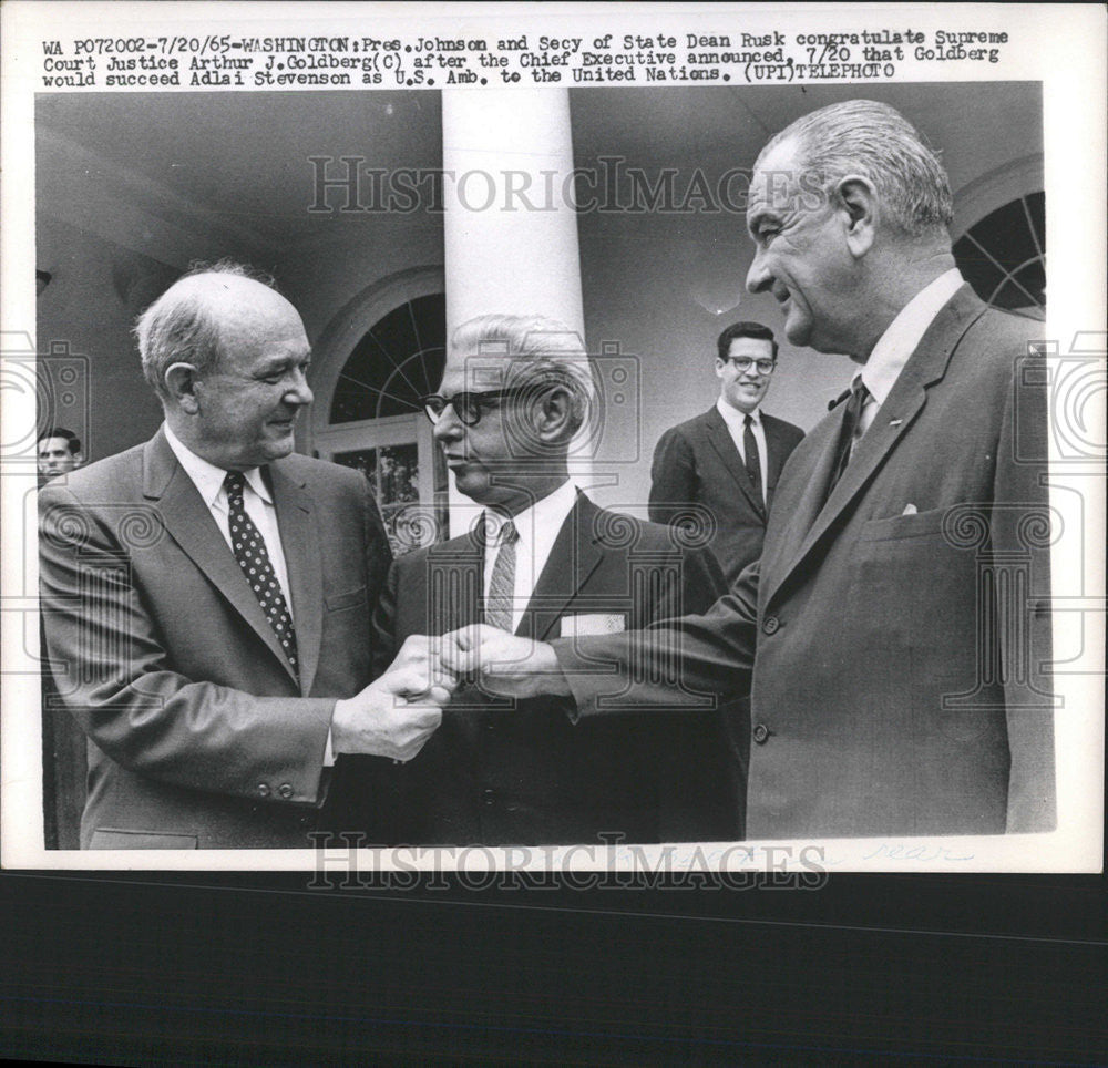 1965 Press Photo Washington President Johnson State Dean Rusk Goldberg Court - Historic Images