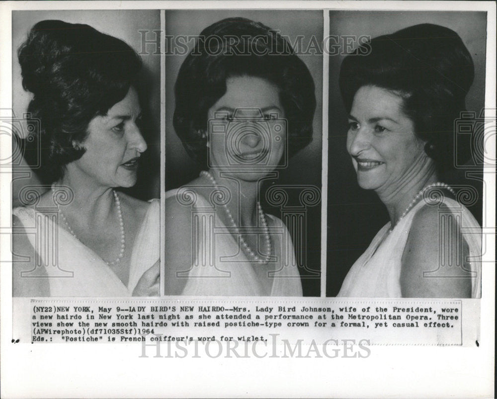 1964 Press Photo United States First Lady Mrs. Lyndon B. Johnson - Historic Images