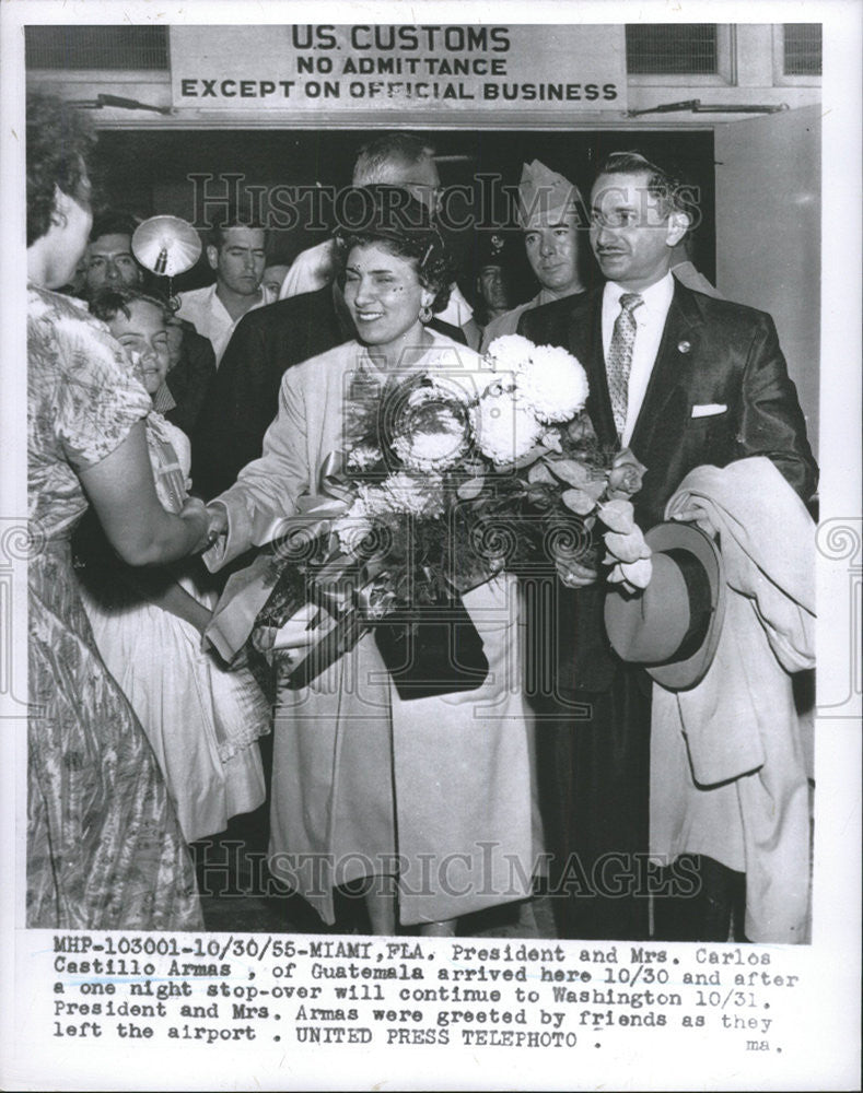 1955 Press Photo Carlos Castillo Armas Guatemala President - Historic Images