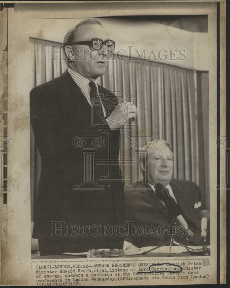 1974 Press Photo Lord Carrington Cosnserative Party - Historic Images