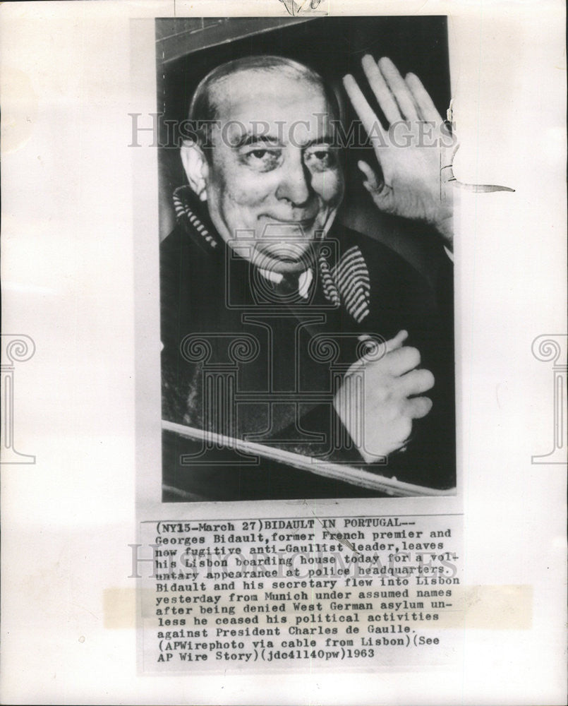 1963 Press Photo George Bidault French Premiere anti Gaulish Charles De Gaulle - Historic Images