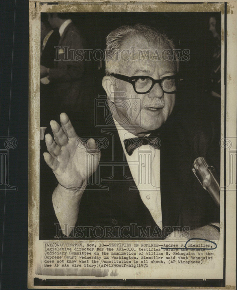 1971 Press Photo Senate Judiciary Committee Andrew Biemiller testifies director - Historic Images