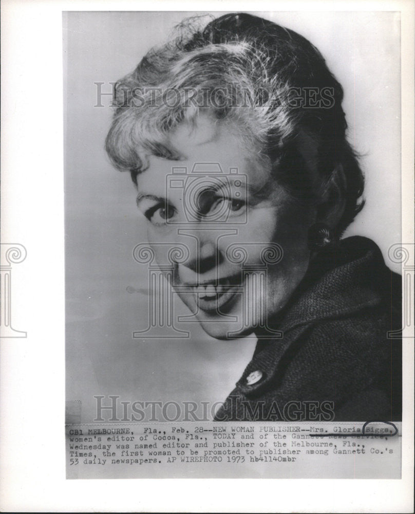 1973 Press Photo Mrs Gloria Bigga editor publisher Cocoa Melbourne Gannett - Historic Images